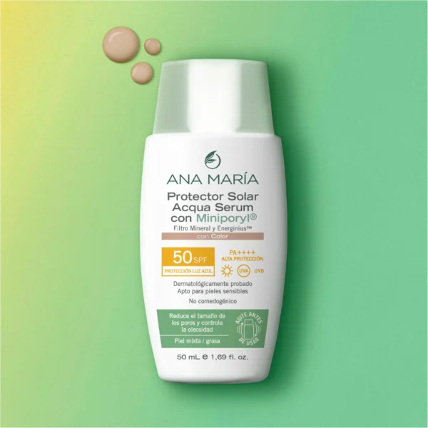 Protector solar acqua serum con color Ana Maria